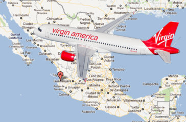 Image Virgin airplane over map